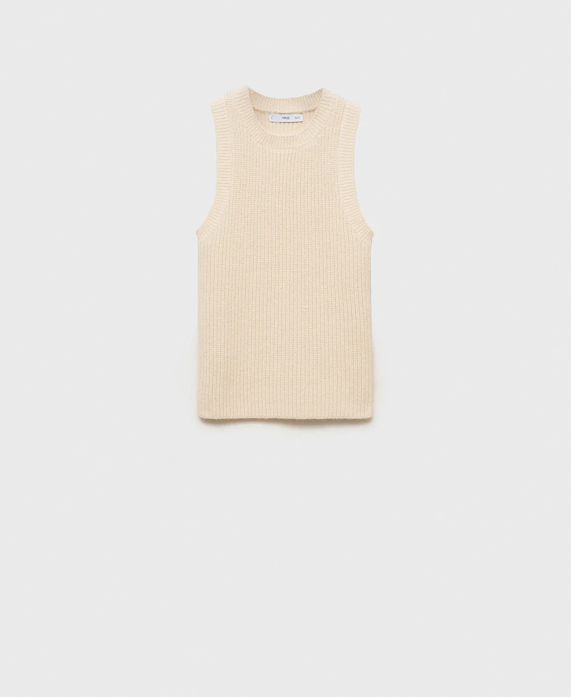 Mango Women's Ribbed Wool-Blend Top
