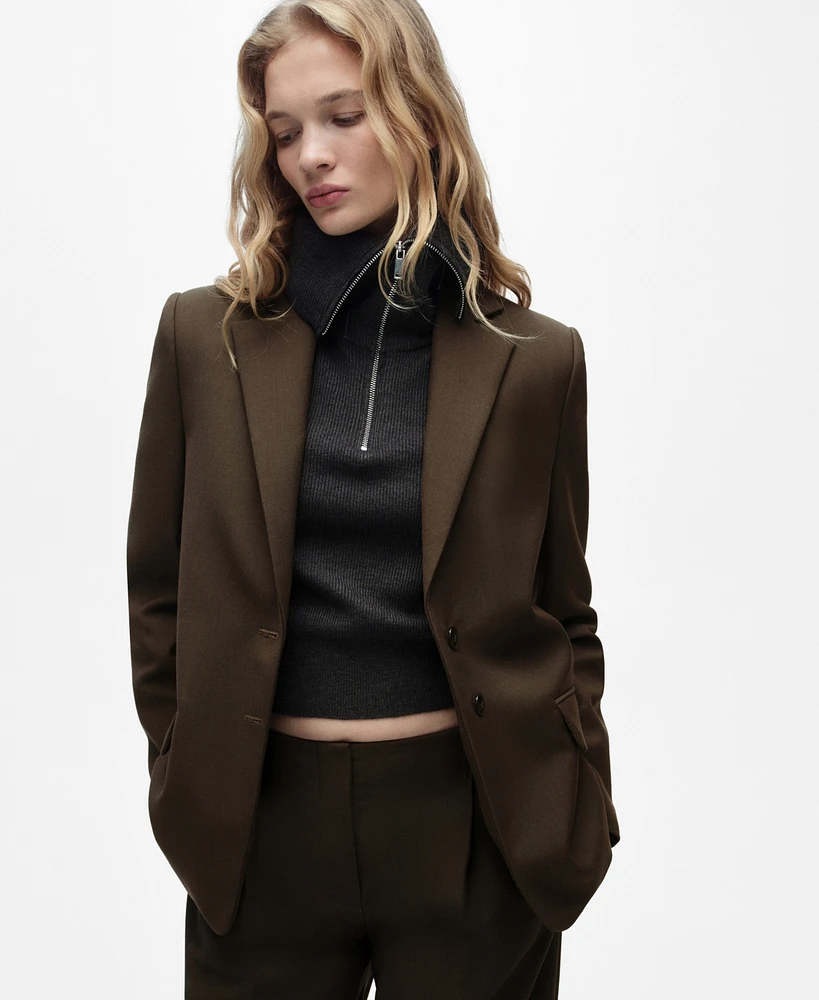 Mango Women's Straight-Fit Suit Jacket