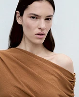Mango Women's Asymmetric Ruched Top