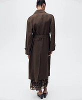Mango Women's Double Breasted Linen Trench Coat