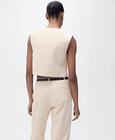 Mango Women's Buttons Cotton Crop Top