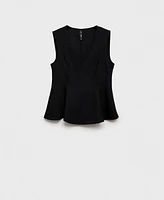 Mango Women's Linen-Blend Peplum Top