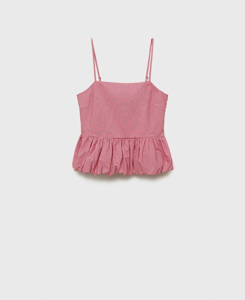 Mango Women's Ruffled Gingham-Check Top