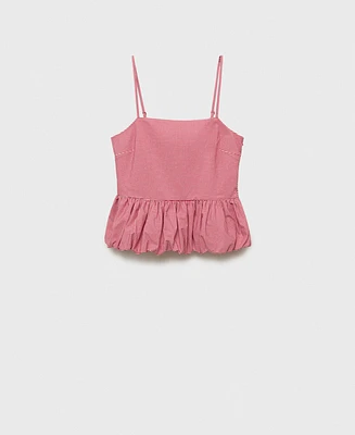 Mango Women's Ruffled Gingham-Check Top