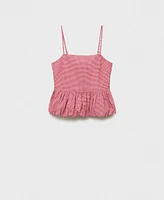 Mango Women's Ruffled Gingham-Check Top