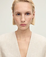 Mango Women's Belted Linen Suit Jacket