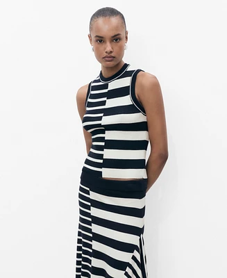 Mango Women's Striped Knit Top