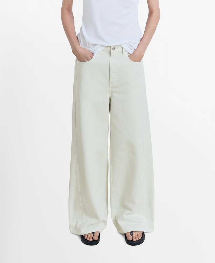 Mango Women's Wide Leg Mid-Rise Jeans