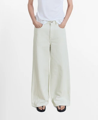 Mango Women's Wide Leg Mid-Rise Jeans