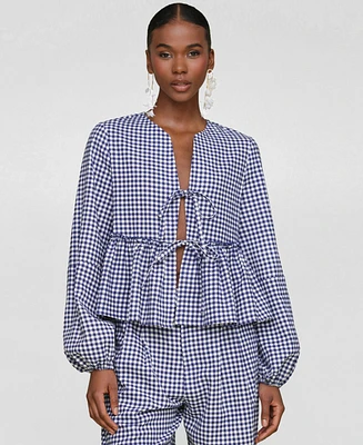 Avec Les Filles Women's Linen-Blend Tie-Front Blouse