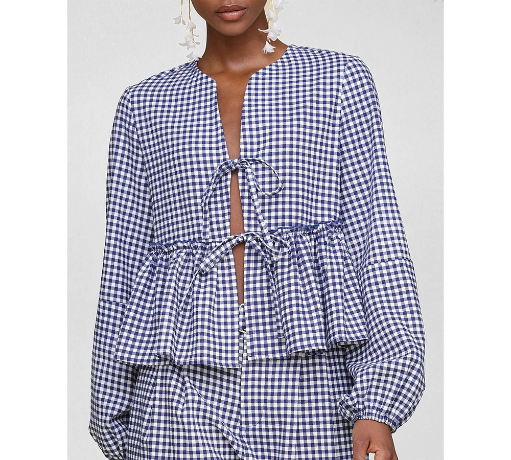 Avec Les Filles Women's Linen-Blend Tie-Front Blouse