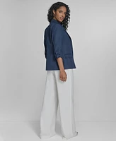 Calvin Klein Women's Faux Denim 3/4 Sleeve Jacket
