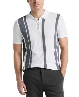 Perry Ellis Men's Stripe Zip Polo Shirt