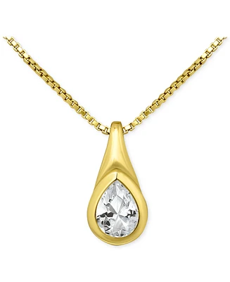 Giani Bernini Cubic Zirconia Pear-Shaped Pendant Necklace Sterling Silver, 16" + 2" extender, Exclusively at Macy's