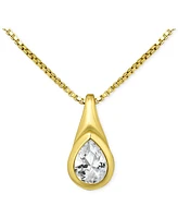 Giani Bernini Cubic Zirconia Pear-Shaped Pendant Necklace Sterling Silver, 16" + 2" extender, Exclusively at Macy's
