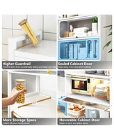 2 Door Accent Cabinet, 3 Tier Kitchen Organizer Shelf, White