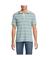 Lands' End Men's Short Sleeve Cotton Linen Rugby Polo