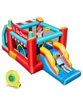 Gymax Inflatable Bounce House 5-in-1 Ice Cream Jumping Castle w/ 480W Blower