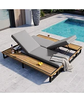2 pieces Outdoor Chaise Lounge Chair Set with 5-Position Adjustable Backrest