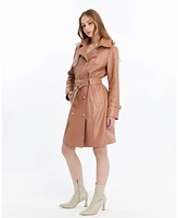 Furniq Uk Women's Leather Trench Coat