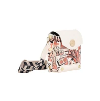 Women's White Printed Leather Sling Bag
