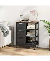 Rolling Kitchen Island Utility Storage Cart with 3 Large Drawers