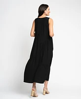 Seraphine Women's Maternity Zip Front Tiered Maxi Dress