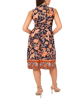 Msk Petite Zip-Neck Sleeveless Midi Dress