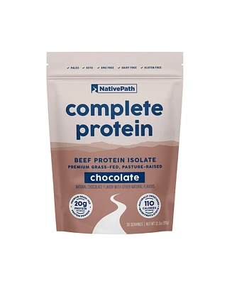 NativePath Complete Beef Protein Powder Isolate – 20g Protein, Chocolate Flavor, 30 Servings