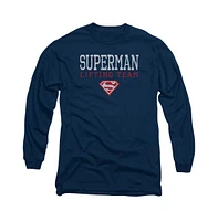 Superman Men's Lifting Team Long Sleeve Adult Tee / T-Shirt