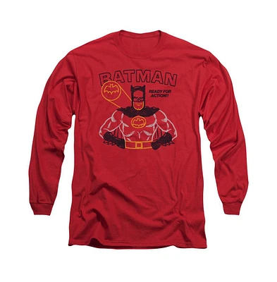 Batman Men's Ready For Action Long Sleeve Adult Tee / T-Shirt