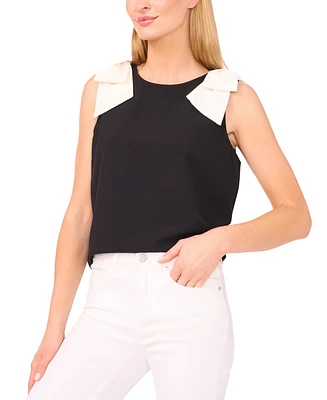 CeCe Women's V-Neck Contrast-Bow Sleeveless Top