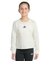 adidas Big Girls Long-Sleeve Regular-Fit Heather Logo Graphic T-Shirt