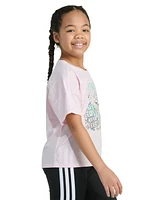 adidas Big Girls Short-Sleeve Drop Shoulder Logo Graphic Cotton T-Shirt