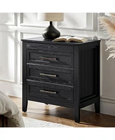 Hulala HomeTheresa Transitional 3-Drawer Nightstand with Hidden Pull-out Drawer