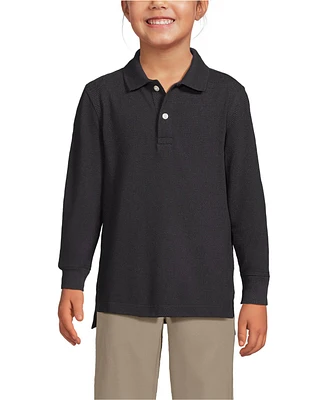 Lands' End Girls School Uniform Long Sleeve Mesh Polo Shirt