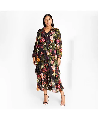 City Chic Plus Bridgette Print Maxi Dress