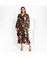 City Chic Plus Bridgette Print Maxi Dress
