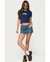 Edikted Women's Ziggie Tie Front Denim Mini Skort