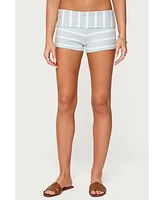 Edikted Women's Lorenza Striped Fold Over Shorts