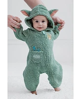Star Wars Baby Boys The Mandalorian Grogu Cozy Sherpa Zip Up Cosplay Coverall