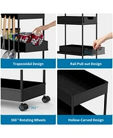 4 Tier Slim Storage Kitchen Cart, Shelving Unit Rolling Rack With Wheels