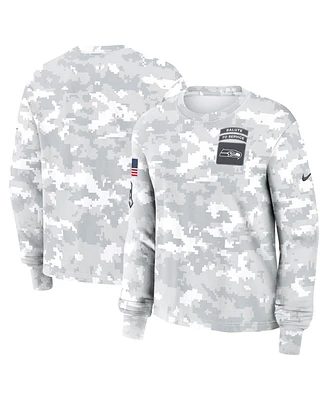Nike Women's Arctic Camo Seattle Seahawks 2024 Salute to Service Performance Long Sleeve T-Shirt
