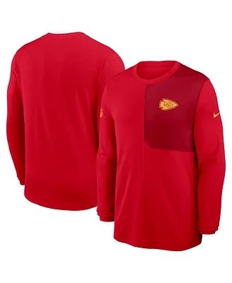 Nike Men's Red Kansas City Chiefs Sideline Coach Uv Performance Long Sleeve T-Shirt