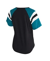 Starter Women's Black Jacksonville Jaguars Game on Notch Neck Raglan T-Shirt
