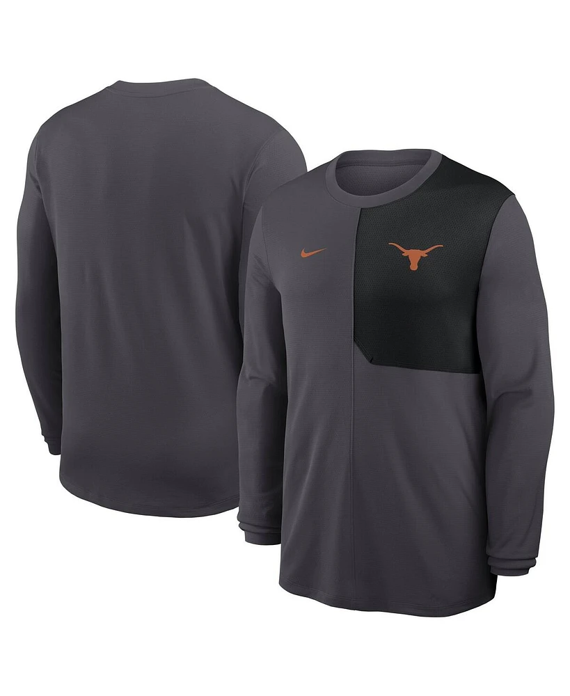 Nike Men's Anthracite Texas Longhorns 2025 Sideline Coach Uv Performance Long Sleeve T-Shirt