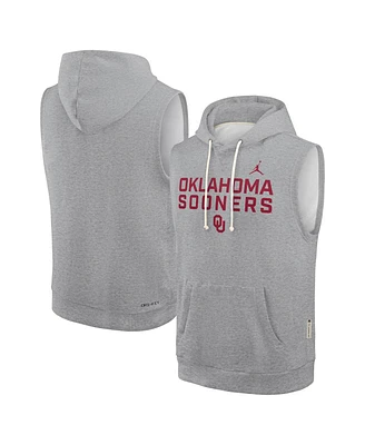 Jordan Men's Heather Gray Oklahoma Sooners 2025 Sideline Performance Sleeveless Pullover Hoodie