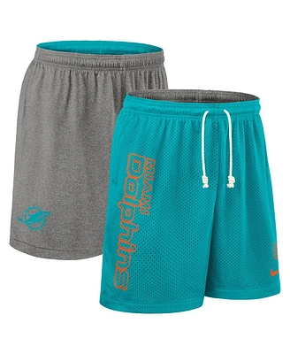 Nike Men's Aqua Miami Dolphins Sideline Reversible Performance Shorts