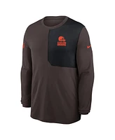 Nike Men's Brown Cleveland Browns Sideline Coach Uv Performance Long Sleeve T-Shirt