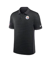 Nike Men's Black Pittsburgh Steelers Sideline Victory Stripe Performance Polo Shirt
